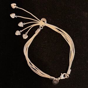 Sterling Silver Multi-Strand Heart Slider Bracelet